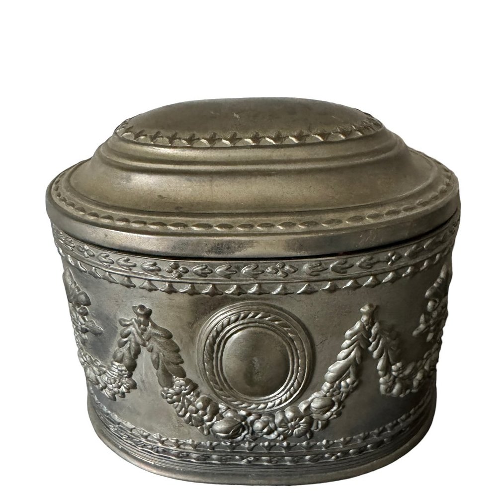 Vintage Silverplate Ornate Hollywood Regency Jewelry Casket Trinket Storage Box